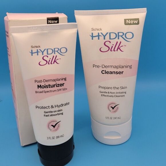 2 PC Schick Hydro Silk Pre-Dermaplaning Cleanser + Post-Dermaplaning Moisturizer - Picture 1 of 9